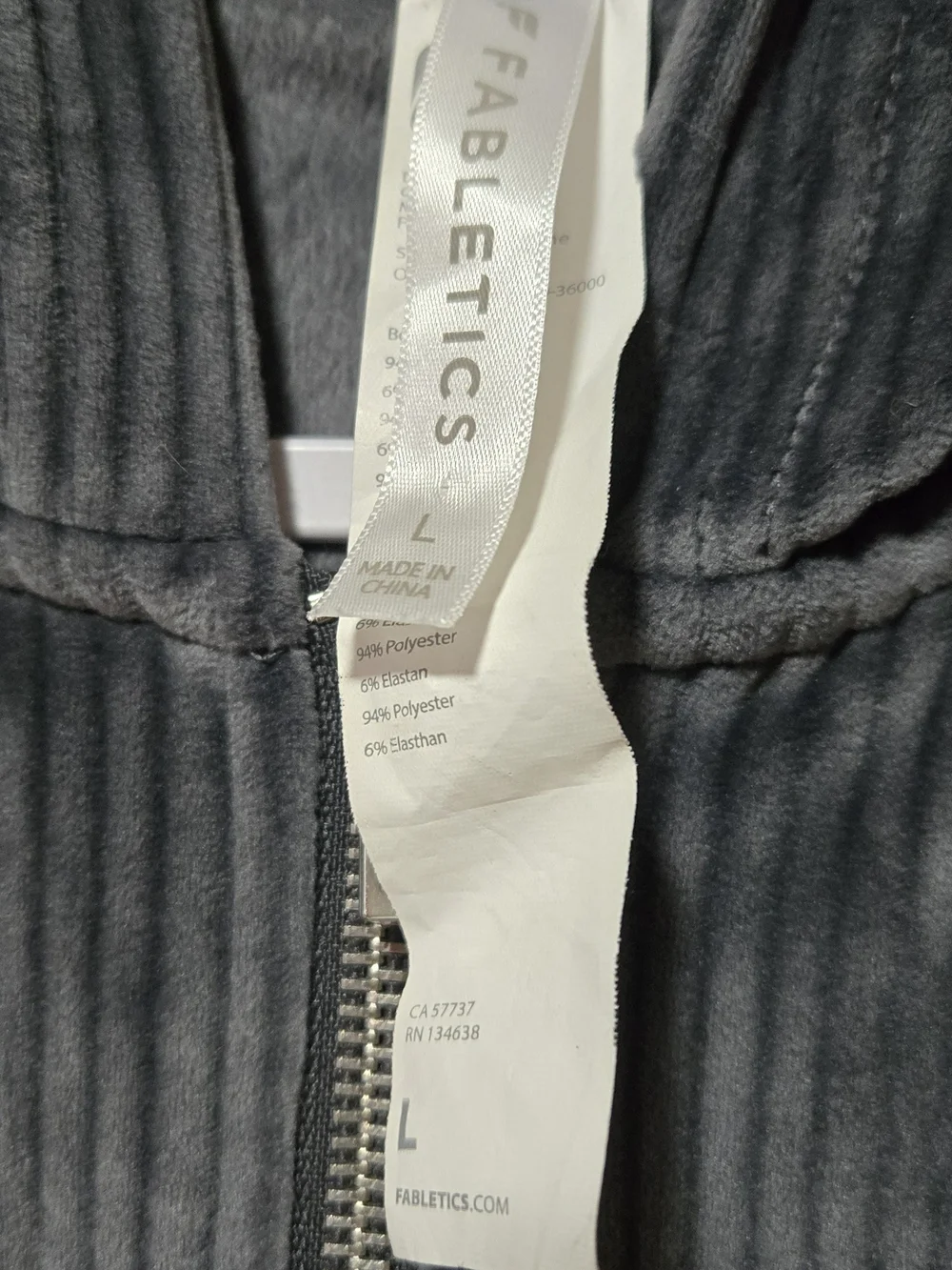 Fabletics Gray Ribbed Zip Jumpsuit - Picture 3 of 4